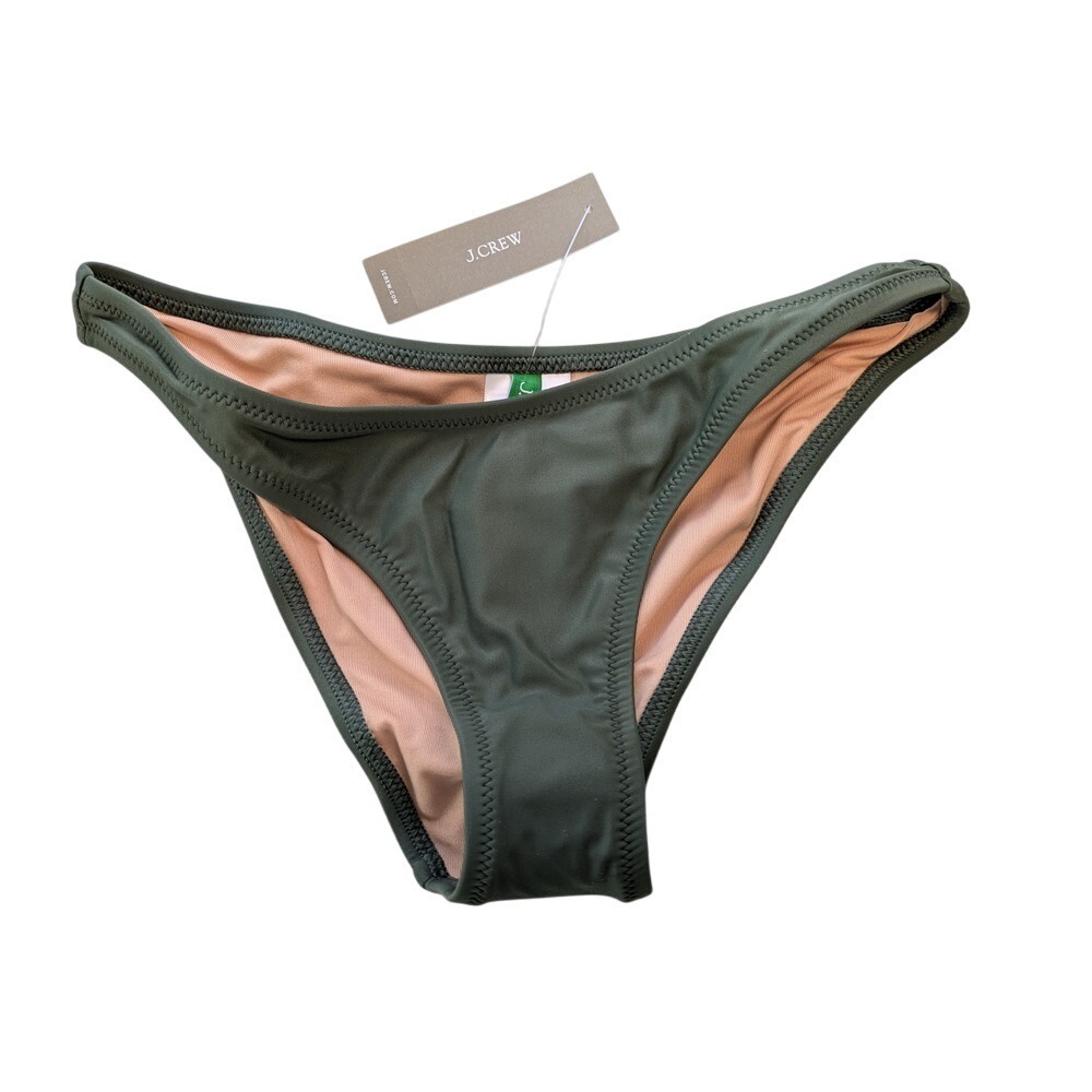 J.Crew 1989 High Leg Bikini Bottom Olive‎ Green Swim Beach Size XXS NWT BP209